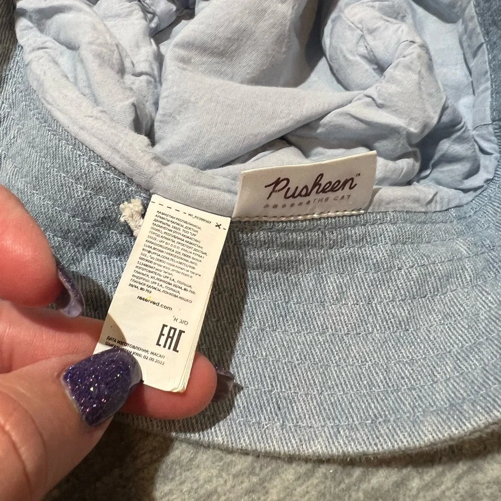 Pusheen The Cat‎ Reserved Kids Light Blue Bucket Hat with Patch 5-9 years denim